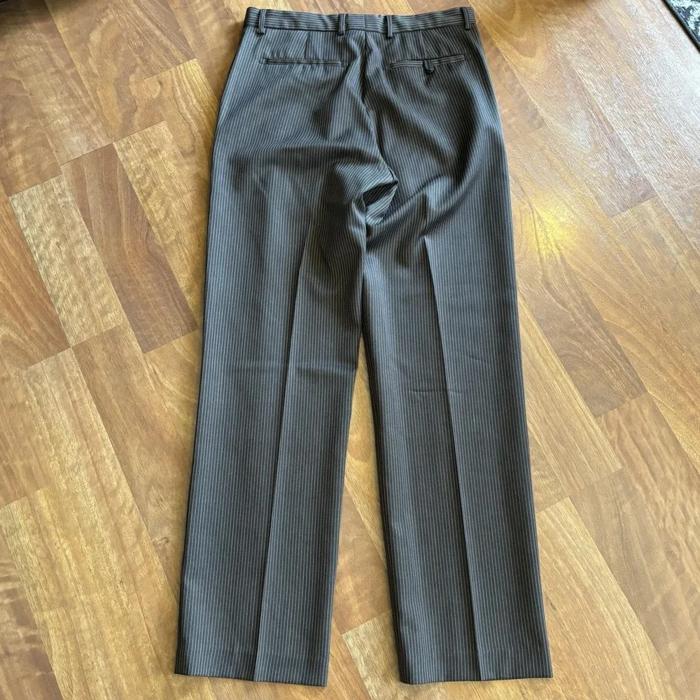 Banana Republic Pants Mens 33x34 Gray Pinstripe Wool Dress Flat Front Business